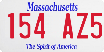 MA license plate 154AZ5