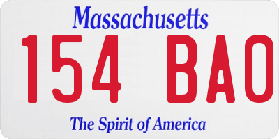 MA license plate 154BA0