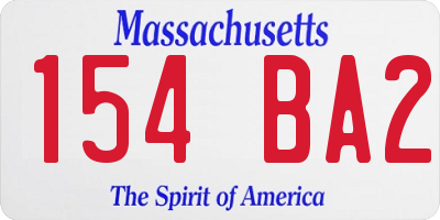 MA license plate 154BA2