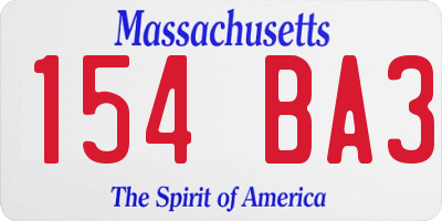 MA license plate 154BA3