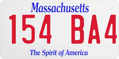 MA license plate 154BA4