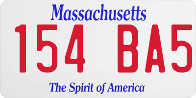 MA license plate 154BA5