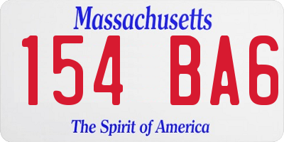 MA license plate 154BA6