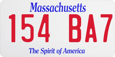 MA license plate 154BA7