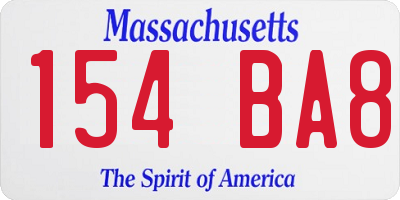 MA license plate 154BA8