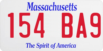 MA license plate 154BA9