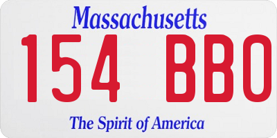 MA license plate 154BB0