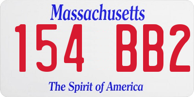 MA license plate 154BB2