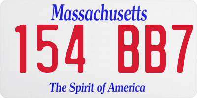 MA license plate 154BB7