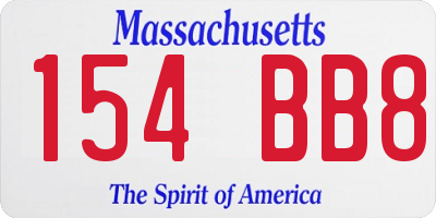 MA license plate 154BB8