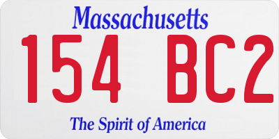 MA license plate 154BC2
