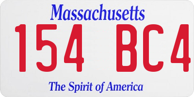 MA license plate 154BC4