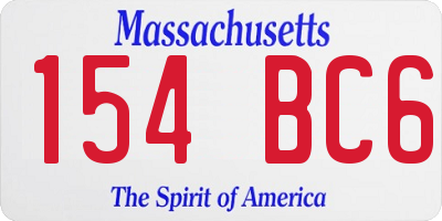 MA license plate 154BC6