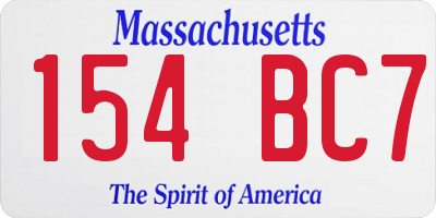 MA license plate 154BC7