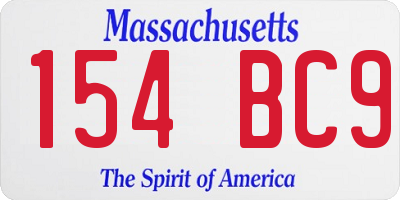 MA license plate 154BC9