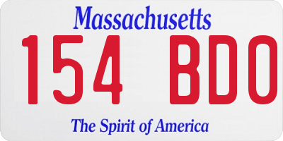 MA license plate 154BD0