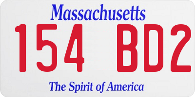 MA license plate 154BD2
