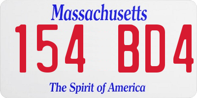 MA license plate 154BD4
