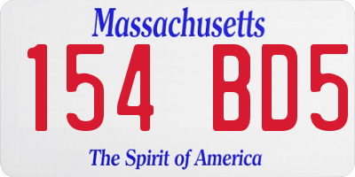 MA license plate 154BD5