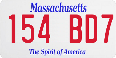 MA license plate 154BD7