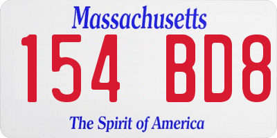MA license plate 154BD8