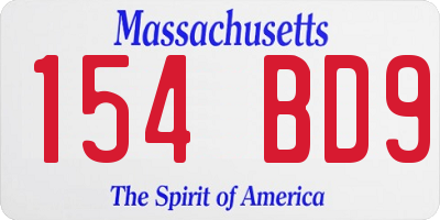 MA license plate 154BD9
