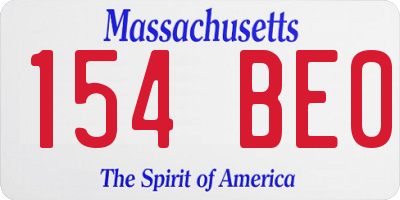 MA license plate 154BE0
