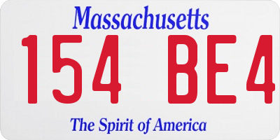 MA license plate 154BE4