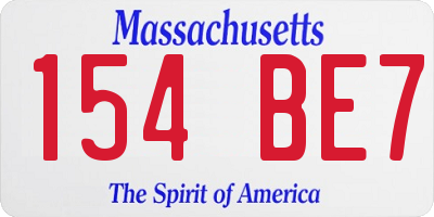 MA license plate 154BE7