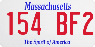 MA license plate 154BF2