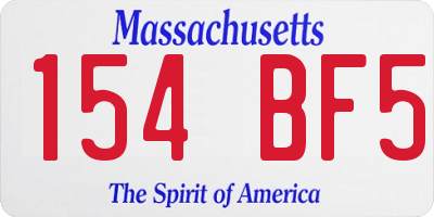 MA license plate 154BF5