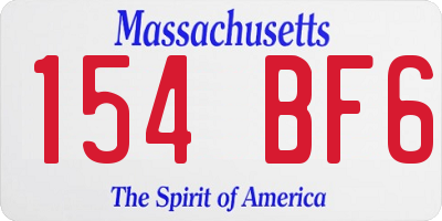MA license plate 154BF6
