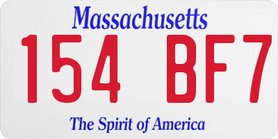 MA license plate 154BF7