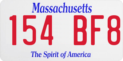 MA license plate 154BF8
