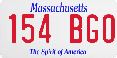 MA license plate 154BG0