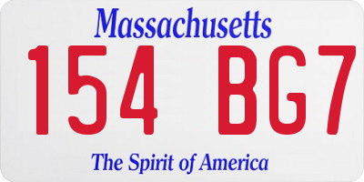 MA license plate 154BG7