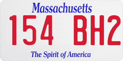 MA license plate 154BH2