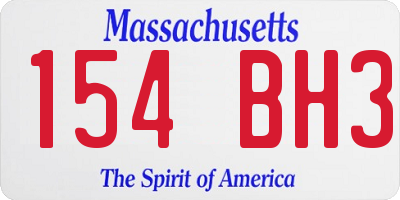MA license plate 154BH3