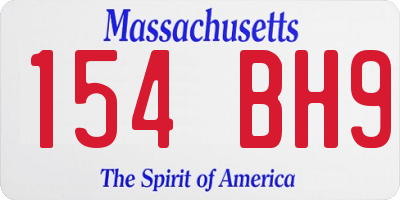 MA license plate 154BH9