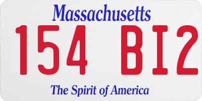 MA license plate 154BI2