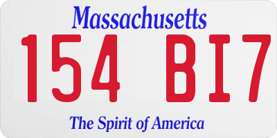 MA license plate 154BI7