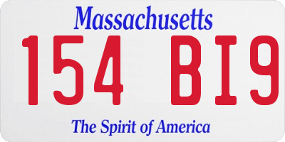 MA license plate 154BI9