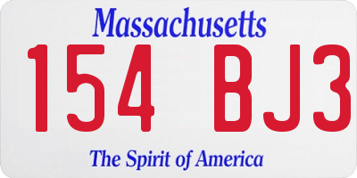 MA license plate 154BJ3