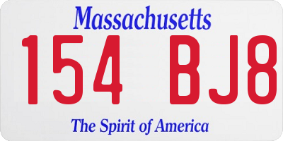 MA license plate 154BJ8