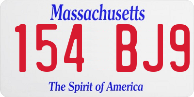 MA license plate 154BJ9