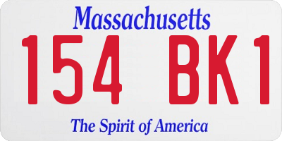 MA license plate 154BK1
