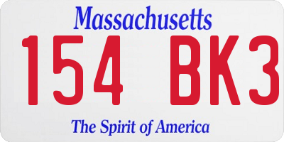 MA license plate 154BK3
