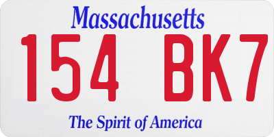 MA license plate 154BK7