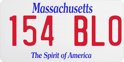 MA license plate 154BL0