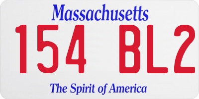 MA license plate 154BL2